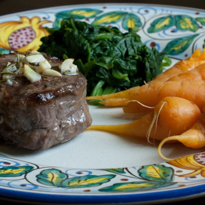 plated-bison-with-spinach-and-carrots
