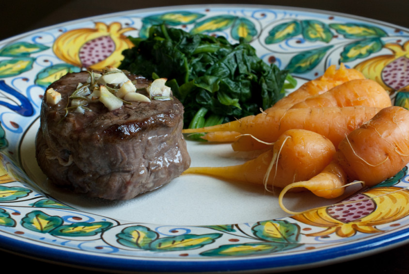 plated-bison-with-spinach-and-carrots
