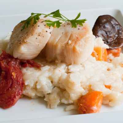 scallop-risotto-with-tomato-confit,-shitake-mushrooms-and-butternut-squash