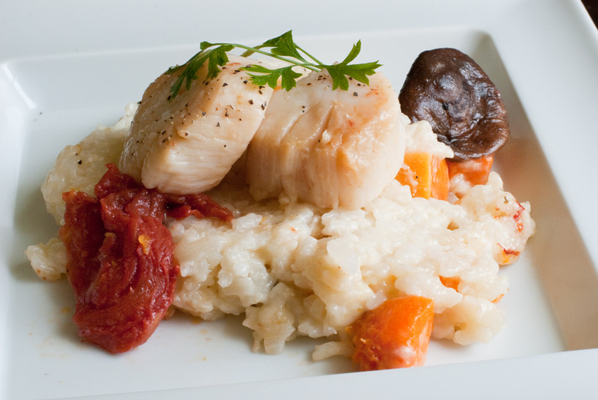 scallop-risotto-with-tomato-confit,-shitake-mushrooms-and-butternut-squash