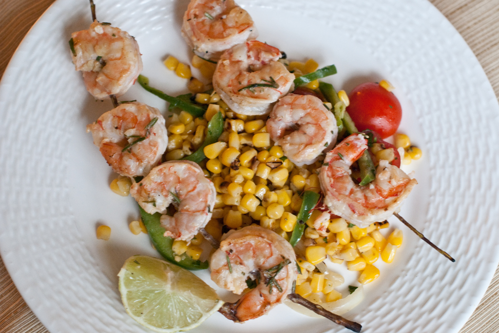 Back To Organic – Rosemary Skewered Shrimp with Fresh Lime Wedges