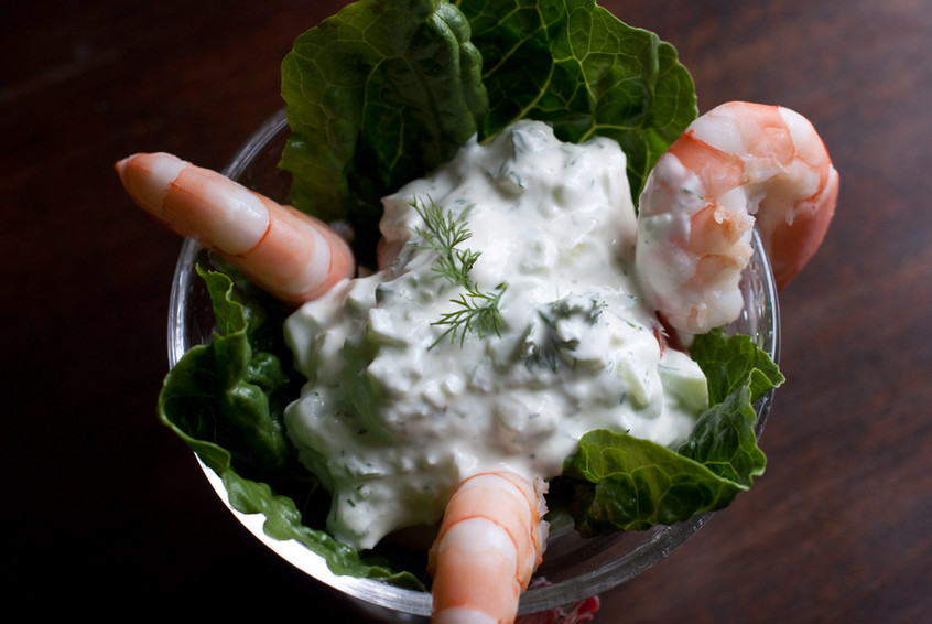 dill-shrimp-cocktail-with-lettuce-garnish