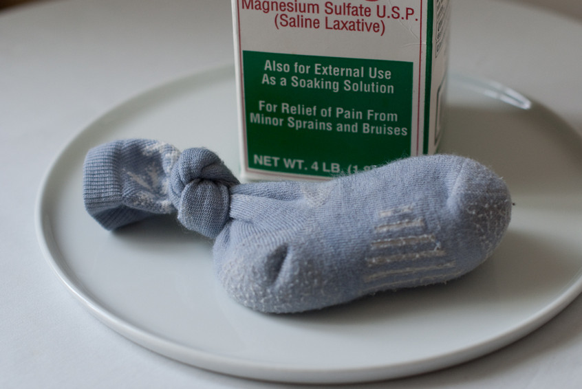 wool-sock-filled-with-epson-salts-to-use-as-compress