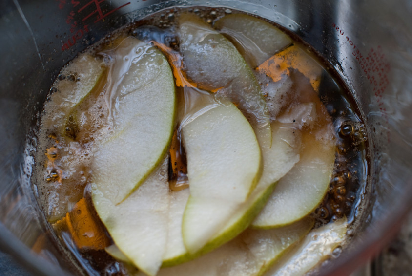 Simmering-pears-in-maple-syrup