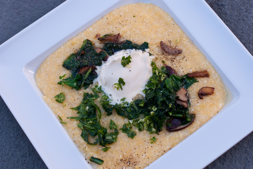 Polenta-with-mushrooms,-kale,-parsley-gremolata-and-Back-to-Organic-truffle-salt