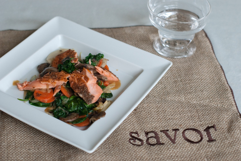 savor-the-smoky-salmon-with-warm-vegetables-and-a-miso-dressing