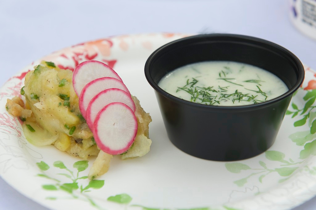 warm-cucumber-soup-with-dill-and-german-potato-salad-and-radish-slices