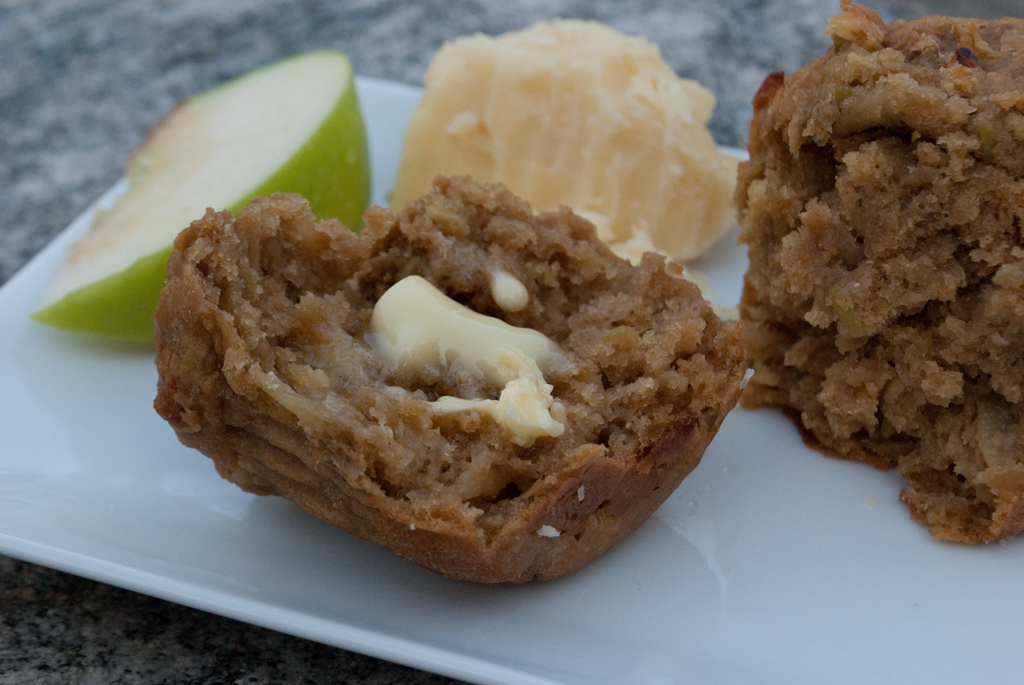 apple-cheddar-muffin-with-butter